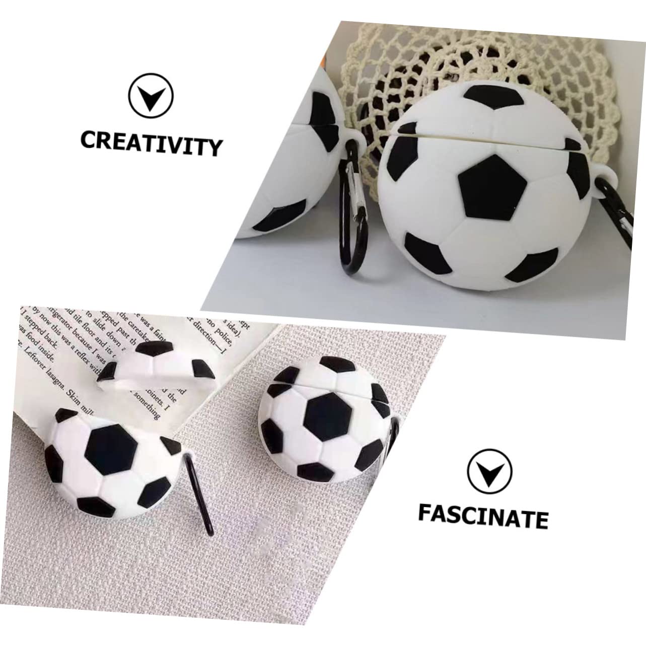HOMSFOU 4 Fundas para Auriculares con Forma De Fútbol Únicas para Facilitar Su Transporte.