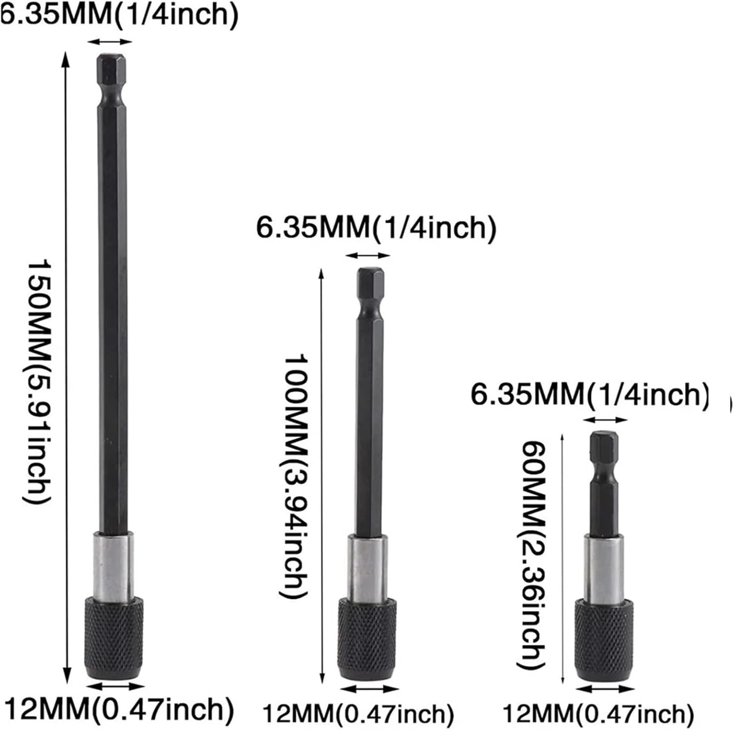 1/4 Inch Hex Shank Quick Release Electric Drill Magnetic Screwdriver Bit Adjustable Extension Holder Bar Shank Power Tools (Color : 2pcs100mm 150mm)