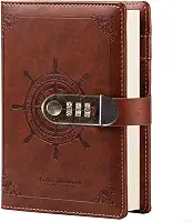 Caderno Couro Com Trava Para Combinação, Diário de Viagem para Marinheiro, Agenda Pessoal, Organizador de Planejamento Como Presente Para Meninas, Meninos, Mulheres (marrom)