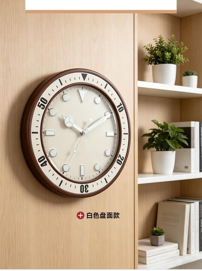 Moderne Horloge murale en bois vintage avec couvercle verre pour Salon