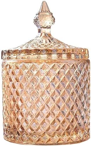 Plato de caramelo con tapa Contenedor de caramelo Tarro de ámbar de vidrio Decoración de bufé de dulces Tarro de fiesta de boda Exhibición