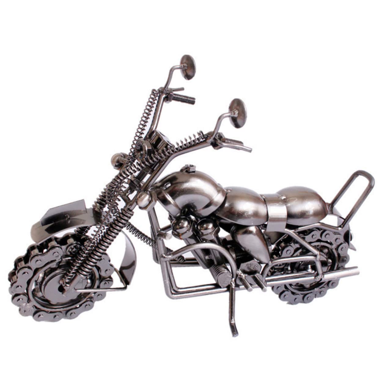 Veemoon Scultura Moto in Ferro Grande, Opera Metallica Argentata | Decorazione per Negozio e Bar, Stile Moderno Vintage, per Appassionati di Motociclette
