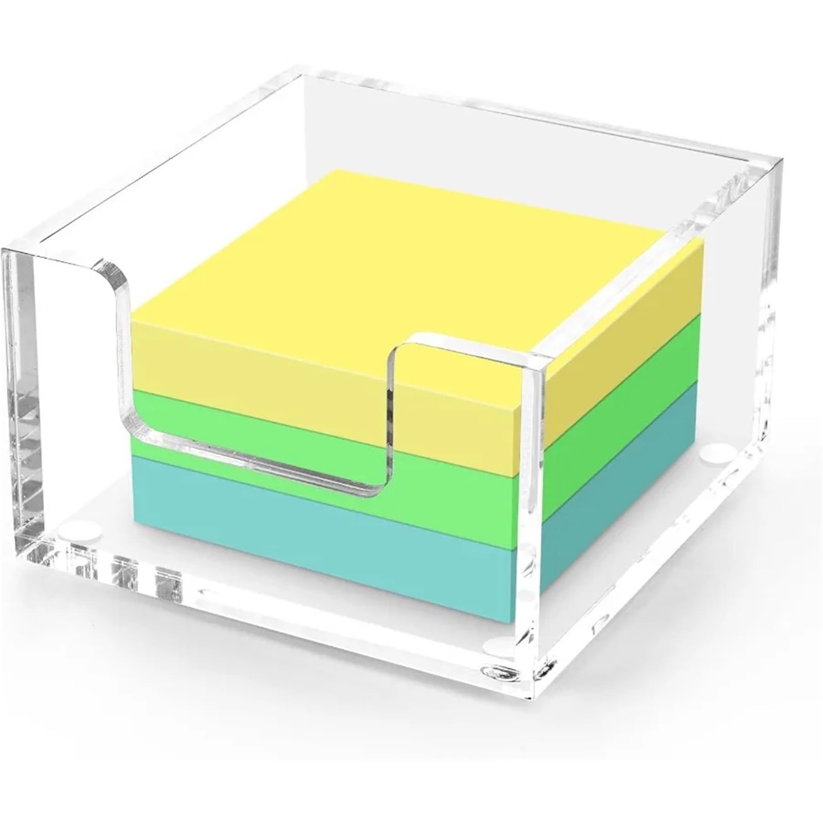 Support pour notes adhésives en acrylique transparent 9 x 9 x 5 cm pour l'organisation de bureau, maison, distributeur de notes pop