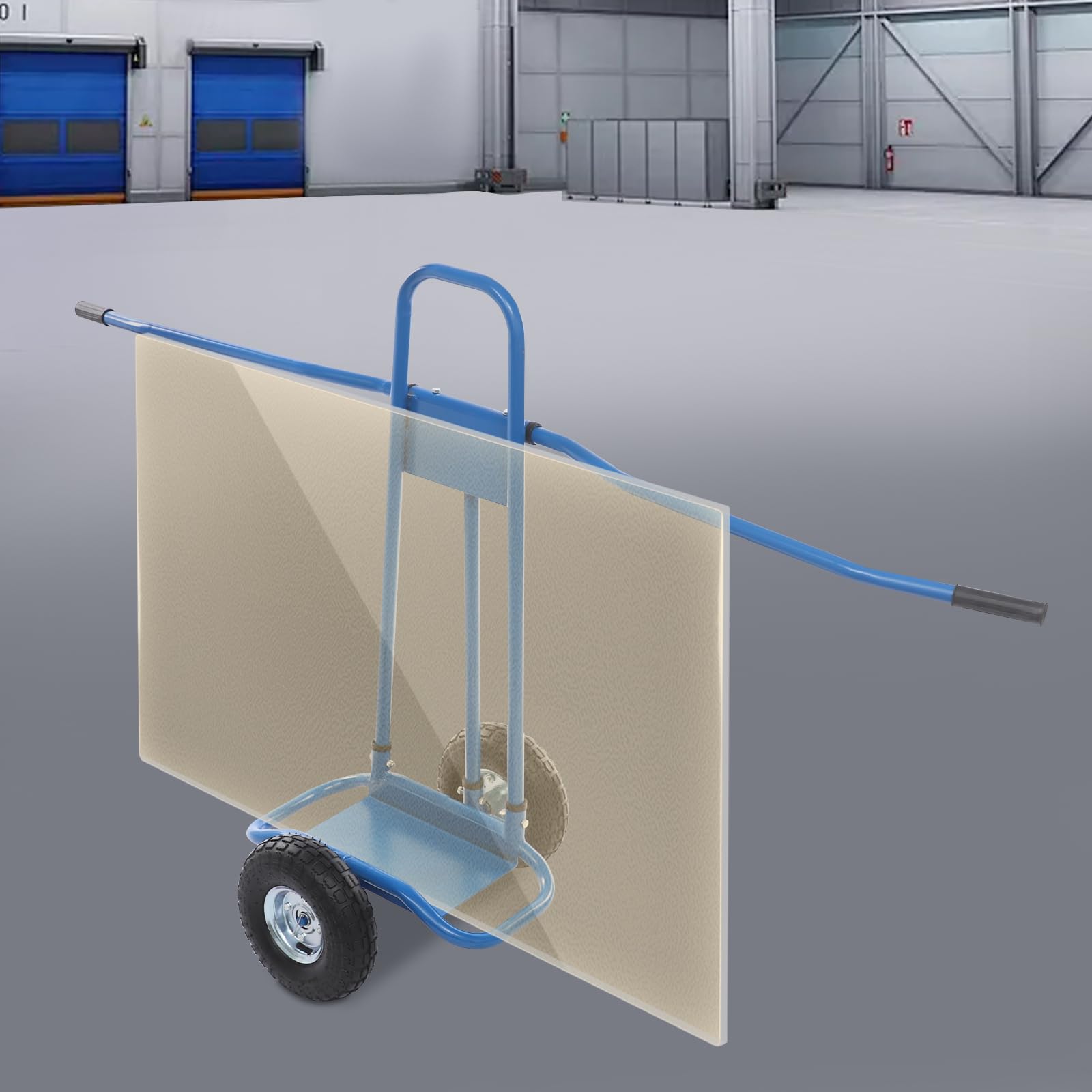 Carro de placas de yeso y paneles de madera, capacidad de carga de 220 kg, con asas de doble cara y ruedas grandes (26 cm), ideal para paneles de yeso, renovación, almacén, obra, color azul