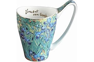 Gorgeous 16oz Bone China Coffee Mug Inspired by Van Gogh's Irises Painting