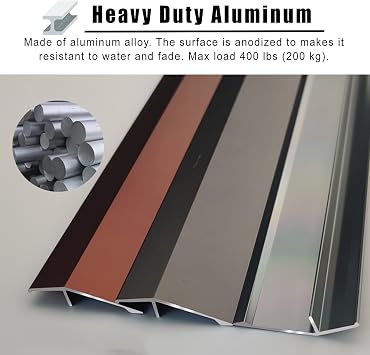 Floor Transition Strip Walkers Entry Ramp, Metal Transition Strips for Uneven Floor, Edge Ramp Reducer Threshold, Anti-Slip Carpet & Floor Aluminum Strip, Heavy Duty Edge Decoration ( Color : Dark Gra