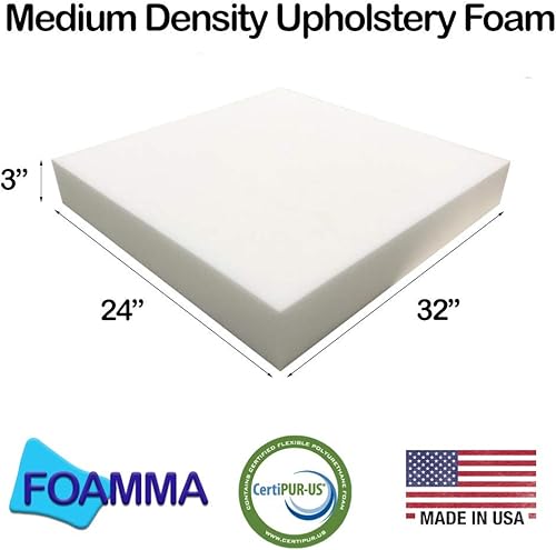 Miniatura 4 de FOAMMA Cojín de espuma para tapicería de alta densidad de 5 x 24 x 32 pulgadas (reemplazo de asiento, hoja de tapicería, relleno de espuma)