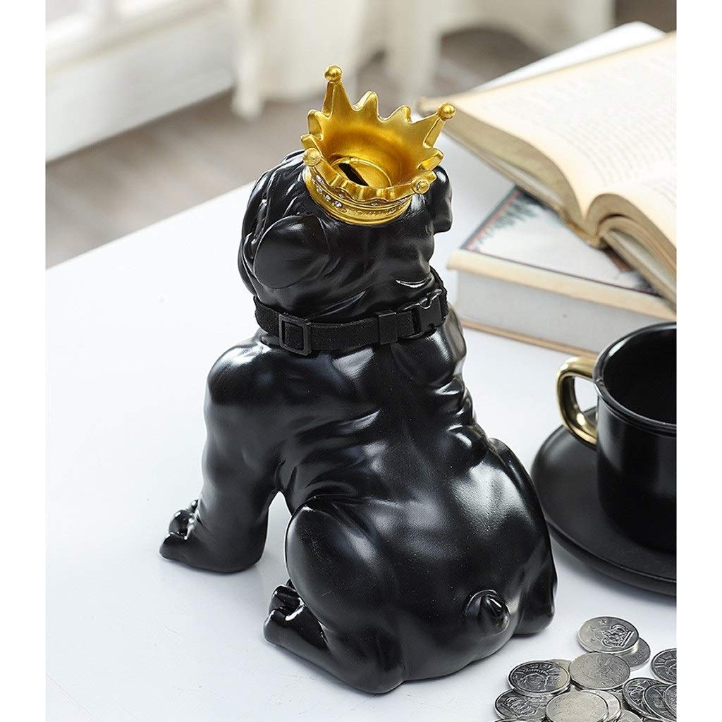 Amazon.co.jp: 貯金箱 大ブルドッグ貯金箱の手は350枚のコイン（黒）についてコインコイン貯金箱子供大人クリエイティブ誕生日ホリデーギフト場所を彫刻しました  コインバンク : ホーム＆キッチン