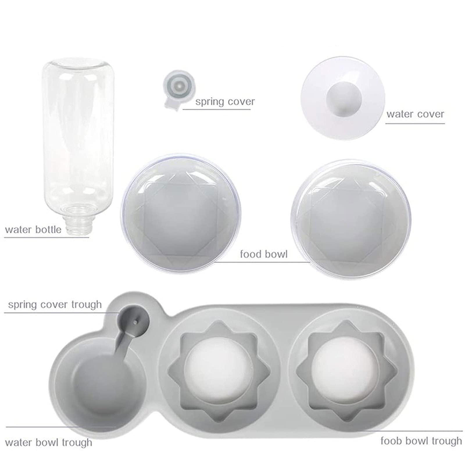 RTHGTFGW Comedero Perro Tres tazón de Mascota Ajuste sin Deslizamiento 15 ° Tilt 360 ° Giro Giratorio de Doble alimento Botella de Agua automática for pequeños Perros medianos Gato
