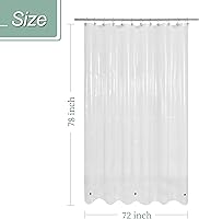 Vista 5 de Mrs Awesome Forro de Cortina de Ducha Largo con 3 Imanes, 72x78 pulgadas Forro de Ducha Transparente de PEVA, Forro de Cortina de Ducha de Plástico