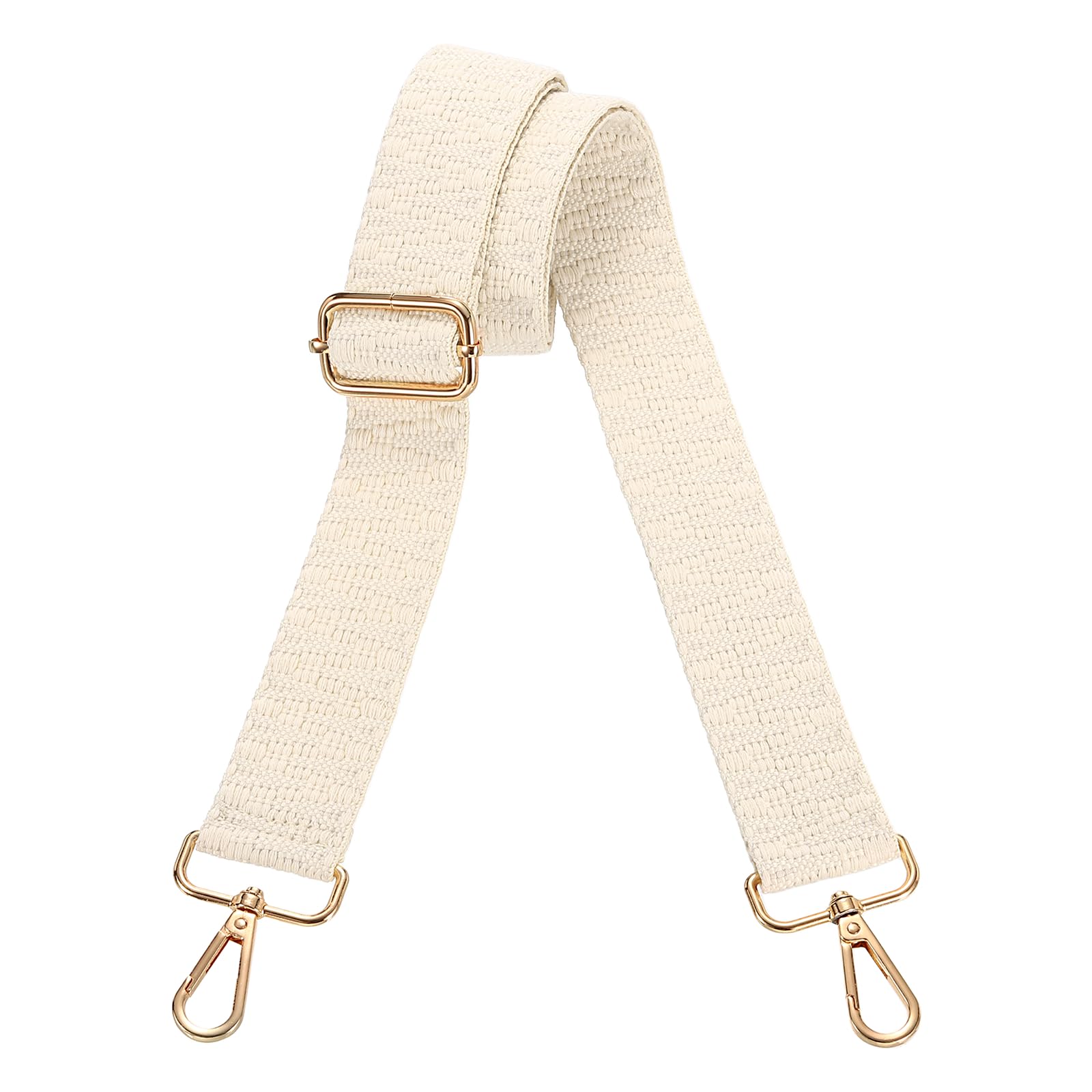 sourcing map Purse Straps Replacement Crossbody, 1.5 Inch Wide Shoulder Bag Strap Adjustable Canvas Straps for Handbag Wallet Clutch Bags with Light Gold Buckle, White