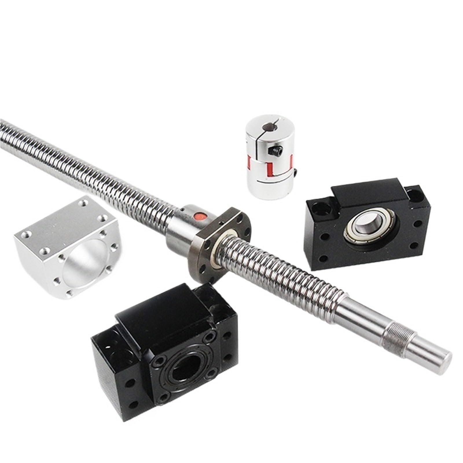 Metal Ball Screw nut end Processing SFU2505 Ballscrew Set Ball Screw with 2505 Flange Single and Ball Nut BK/BF20 End Machined Nut Holder Coupling(500mm)