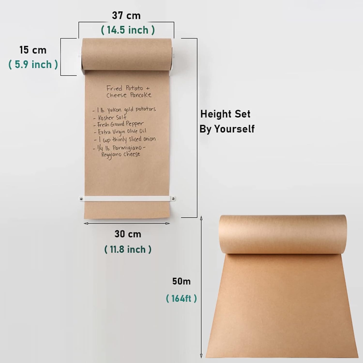 Uchwyt na papier typu kraft do sal konferencyjnych, dozownik i krajalnica do papieru typu kraftowego, dekoracja ścienna, stalowy uchwyt, jednokolorowy, szerokość 67 cm, jeden kolor, szerokość