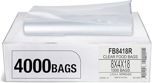 Miniatura 5 de Aluf Plastics Bolsas de polietileno transparente para aves de corral pesadas, 0.9 mil, 8 x 4 x 18 pulgadas, paquete de 1000 unidades, para frutas,