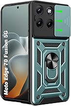 TheGiftKart Tough Armor Bumper Back Cover Case for Motorola Moto Edge 70 Fusion 5G | Sliding Camera Cover, Kickstand & Ring Holder | 360 Degree Protection Back Cover Case (PC & TPU, Green)