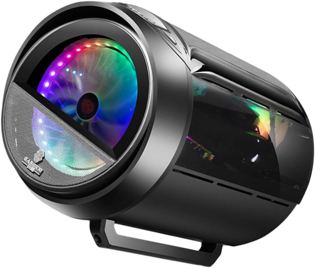 Gaming Computer Case Matx Modified Desktop Chassis with RGB Circular Water Cooling Window, Black – Home PC Tower for Custom Builds and High Airflow Cooling