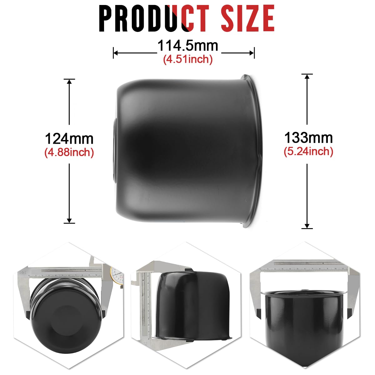 RHINOTUNING Lot de 4 cache-moyeux de 12,4 cm de haut pour remorques, camions, remorques, camions, roues.