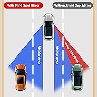 Vista 2 de LivTee Espejo de punto ciego, espejo retrovisor convexo sin marco de vidrio HD con forma de ventilador con palo ajustable de gran ángulo