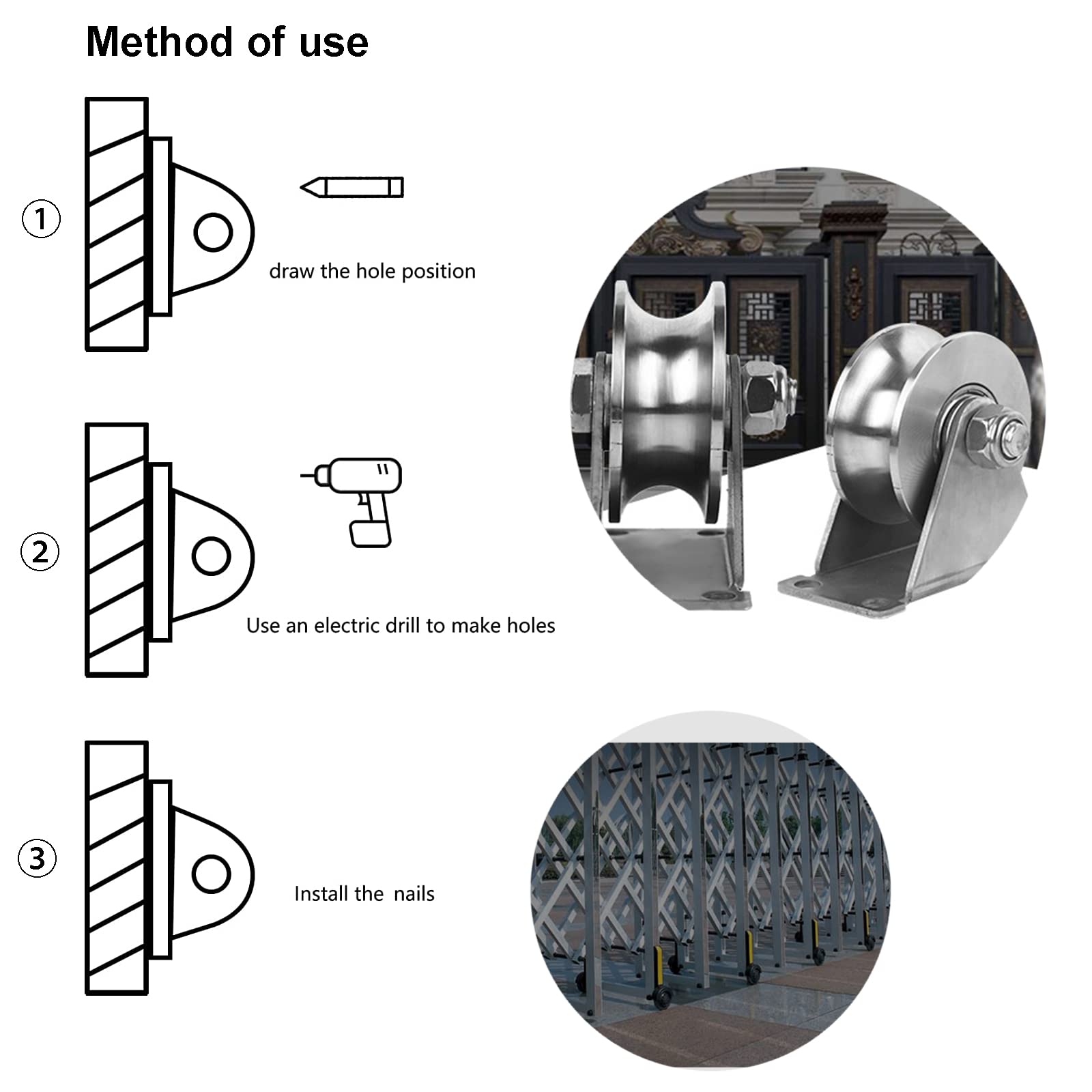 Roues en Acier avec Rainure en U, Poulie de Levage, Poulies pour Cordes en Acier, Poulie Inox Poulie, Roulette à Rainure en U, Diamètre de la Poulie 48mm, Capacité de Poids 170kg