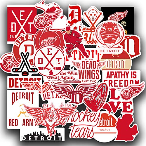 29 PCS Set of Detroit Vinyl Red Wings Stickers Pack Detroit Decal Red Wings 2-2.5 inches