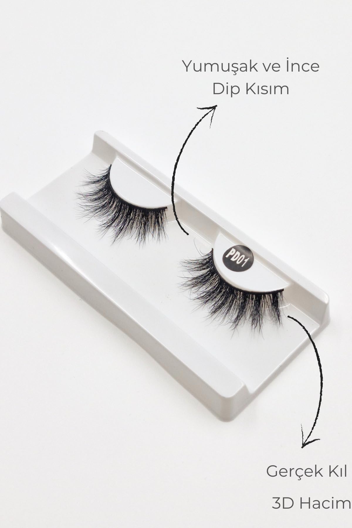 ruby face Doğal Görünümlü Gerçek Kıl Tam Boy İpek Takma Kirpik (1 Çift) - Mink Eyelash No: PD-01