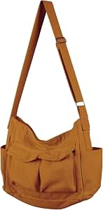 Canvas Messenger Bag, Multi-pockets Messenger Bag Aesthetic for