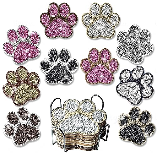 10 pcs Diamond Painting Coasters | Diamond Art Coasters | Dog Paw Diamond Art Painting | Perfect Art Craft Gift for Dog Lover, Dad, Mom, Grandparents, Brother, Sister. by LGANHAPY - Used condition - US$12.75