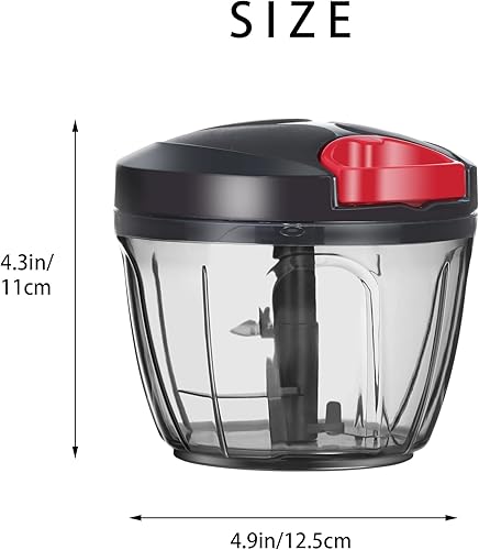 Miniatura 7 de Ourokhome Procesador manual de alimentos, cortador de verduras, portátil, rápido y con cuerda, para pequeñas cocinas, para verduras, ajo, cebolla,