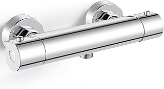 Namuoto Duscharmatur mit Thermostat Aufputz Brausethermostat, Thermostat Dusche Mischbatterie mit 38 °C Sicherheitstaste, Duscharmaturen Laiton Chrom