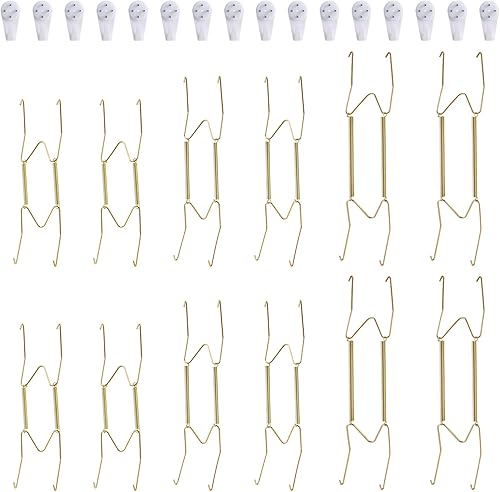 Miniatura 7 de Paquete de 12 ganchos para platos, 4 ganchos de placas de 6 a 8 pulgadas para la pared con 16 ganchos de pared, compatibles con platos decorativos y