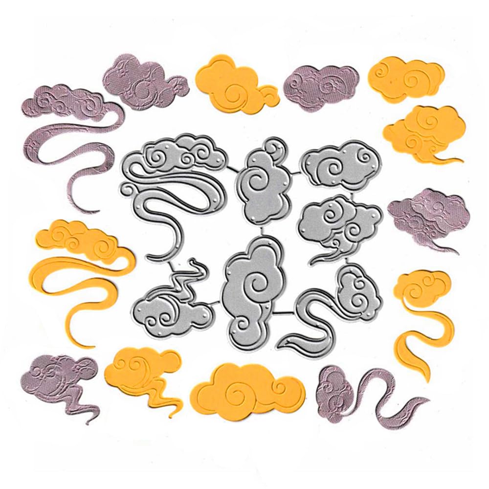 Metal 7pcs Cloud Auspicious Die Cuts, Clouds Sky Cutting Die DIY Crafts Template Mould Stencils for DIY Embossing Card Making Album Decorative Paper Scrapbooking