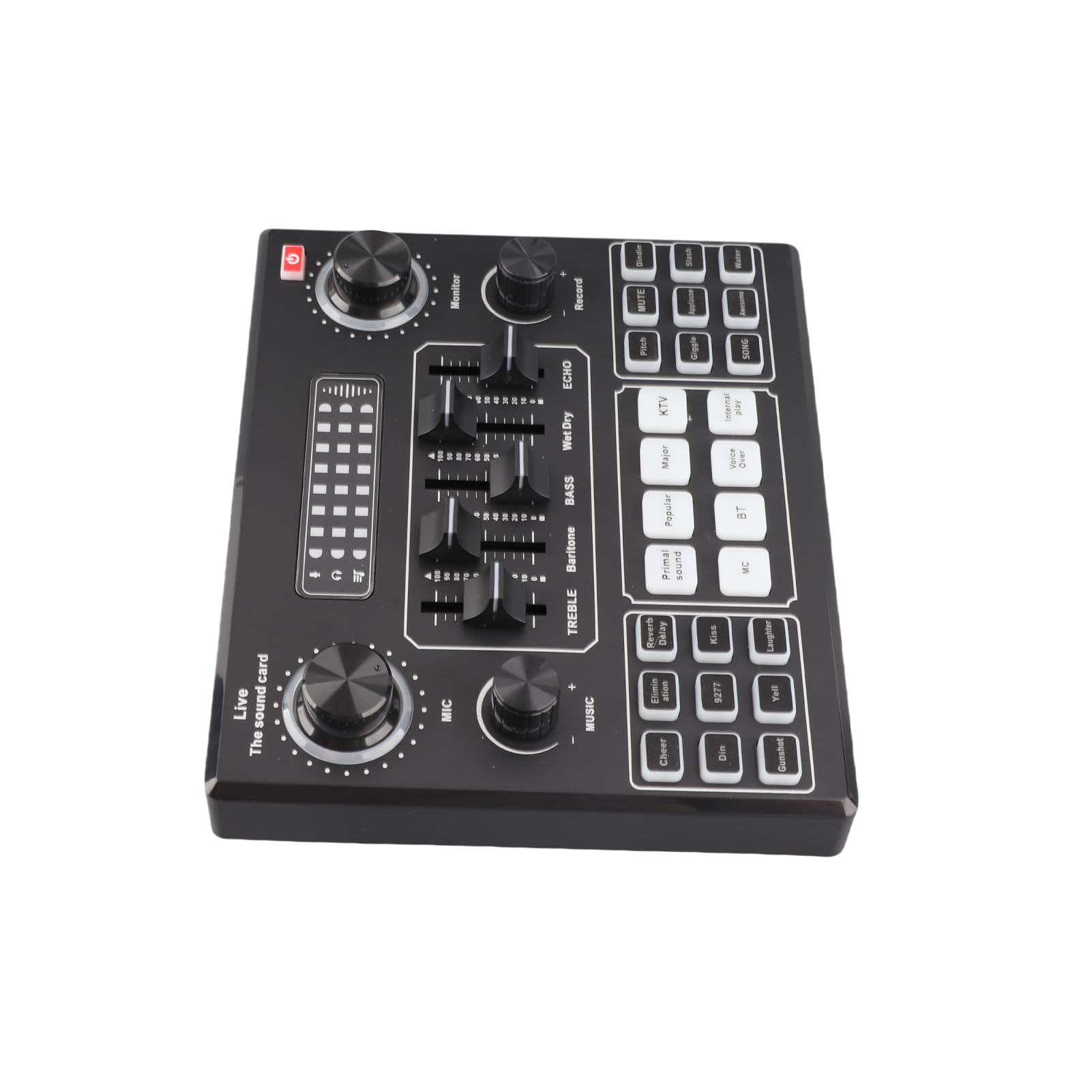 Eujgoov Intelligentes Soundkarten- und Mikrofon-Kit, ABS-Stahl, 12 Soundoptionen, Live-Streaming, Ideal für Podcaster und Musiker (Schwarz und Gold)