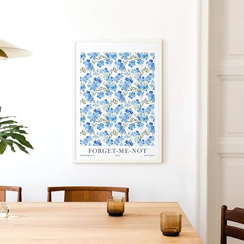 Vista 6 de ColorAndFlair Watercolor Floral Art Print Forget Me Not Flower Symbolic Meaning Blue Wildflower Wall Art Botanical Poster (8x10 inches)