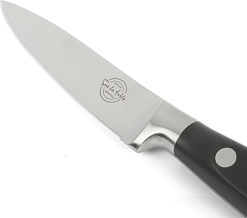 Miniatura 7 de Sur La Table Kitchen Essentials - Juego de 5 hojas de acero alemán con triple mango remachado en bloque magnético de madera de haya, color negro