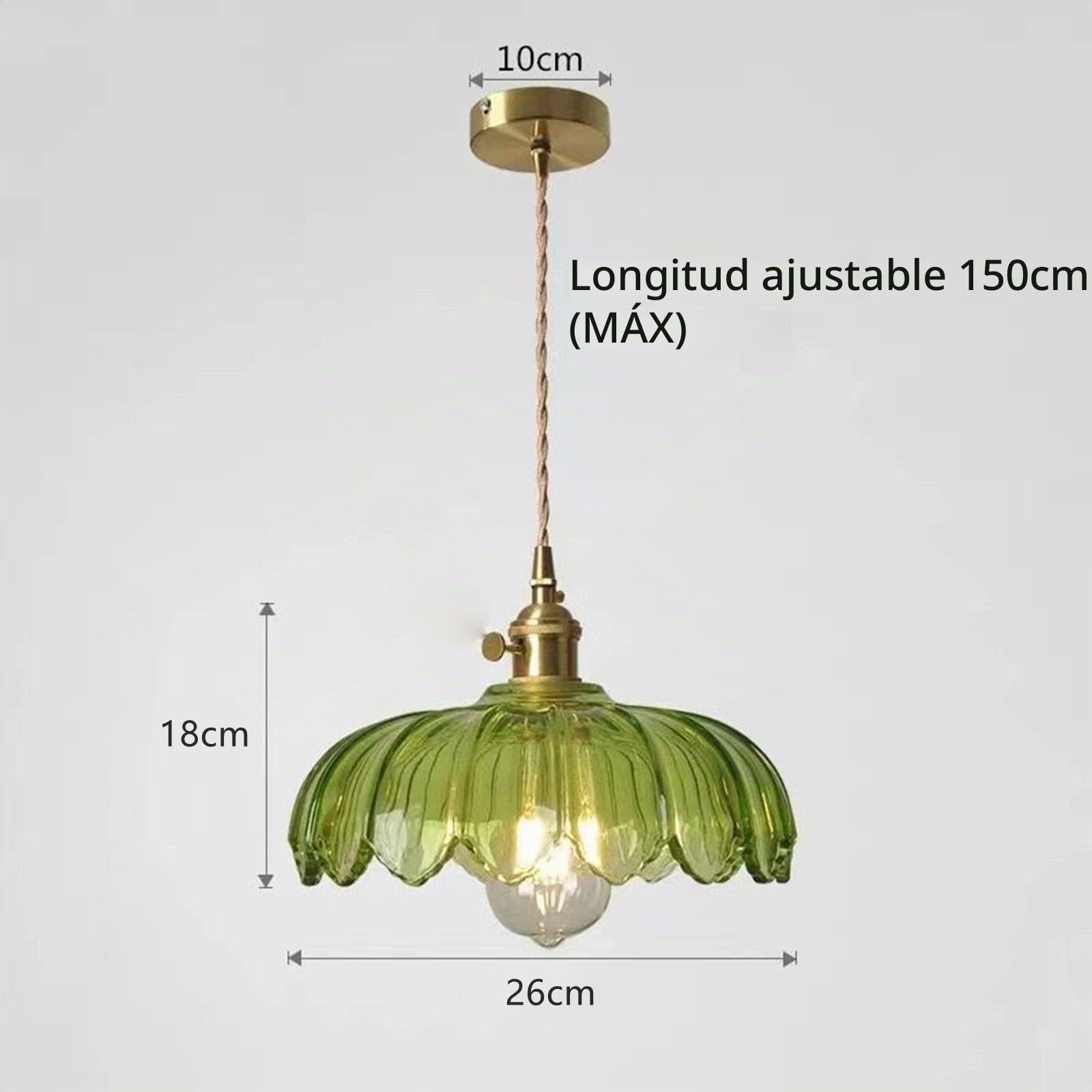 Lámpara Colgante de Cristal de Loto,Luz Colgante de Techo de Latón Vidrio Vintage,E27 Lámpara de Araña Industrial Lámpara de Techo Salón para Cocina Pasillo Comedor(Verde)