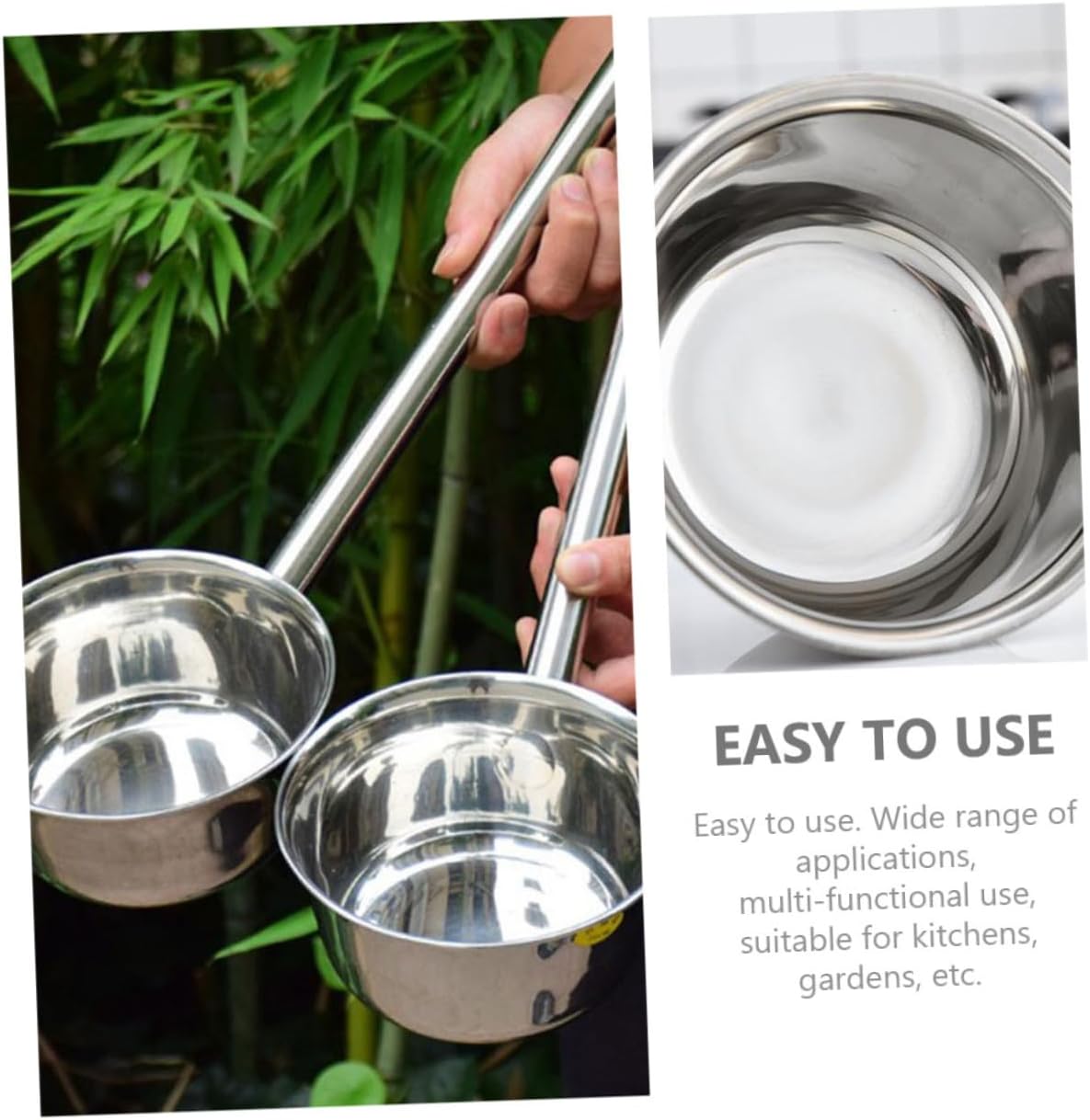 Stainless Steel Soup Ladle with Long Handle, Medium Size Kitchen Water Scoop for Home Cooking and Serving, Sturdy Kitchen Utensil for Soup and Liquid Transfer