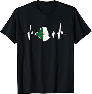 Heartbeat Design Algerian Flag Algeria T-Shirt