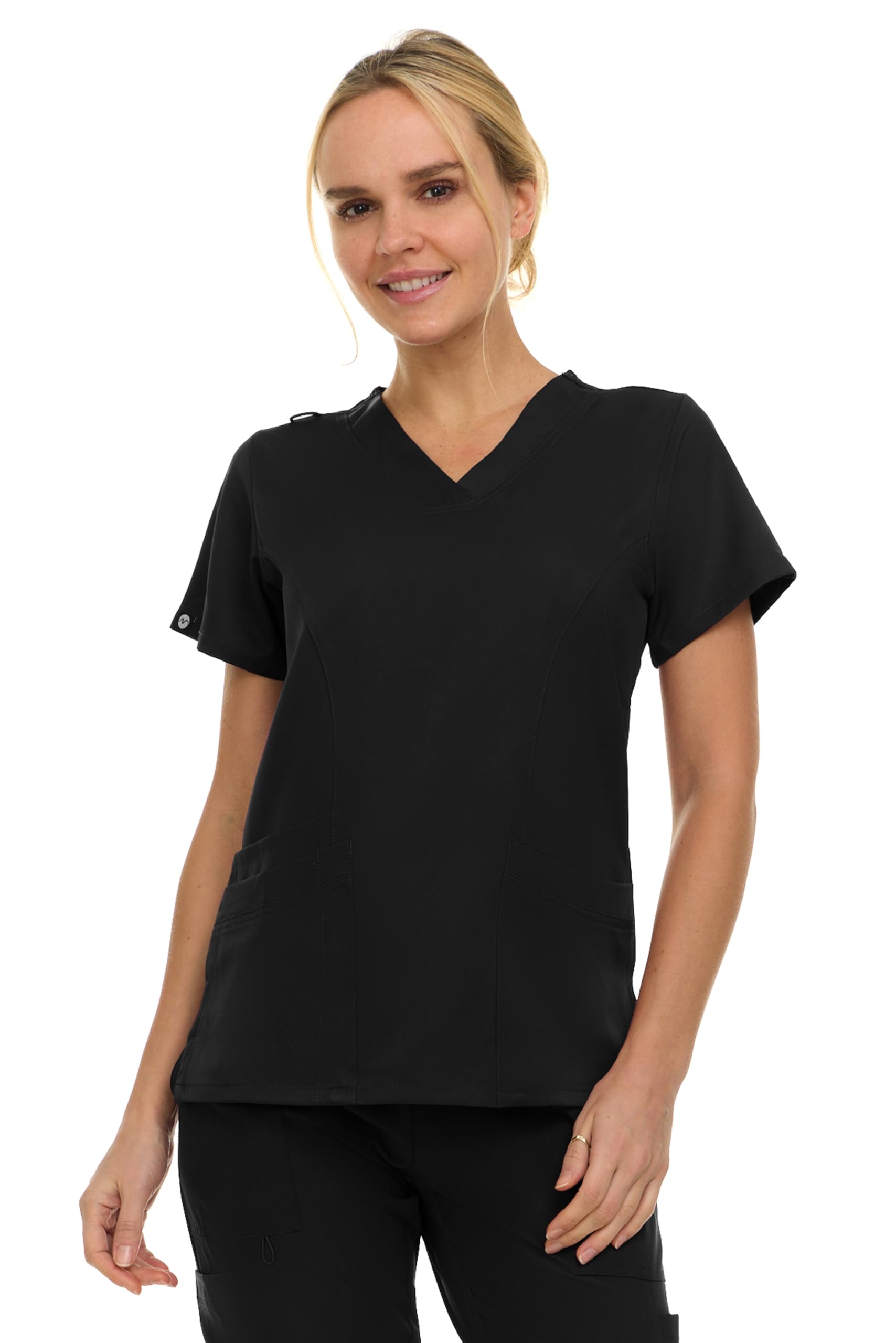 MediChicMediChic Women Scrubs V-Neck Three Pocket Scrub Top with 4-Way Stretch, Available in Over 20 Colors