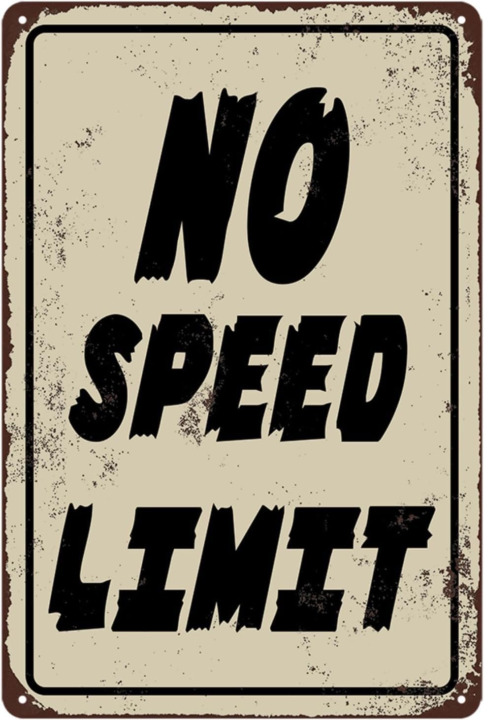 SMAZDFXX No Speed Limit Vintage Tin Metal Signs Funny Man Cave Decor Retro Street Sign For Men Garage Home Room Outdoor Wall Decor Accessories Poster 5.5"x8"