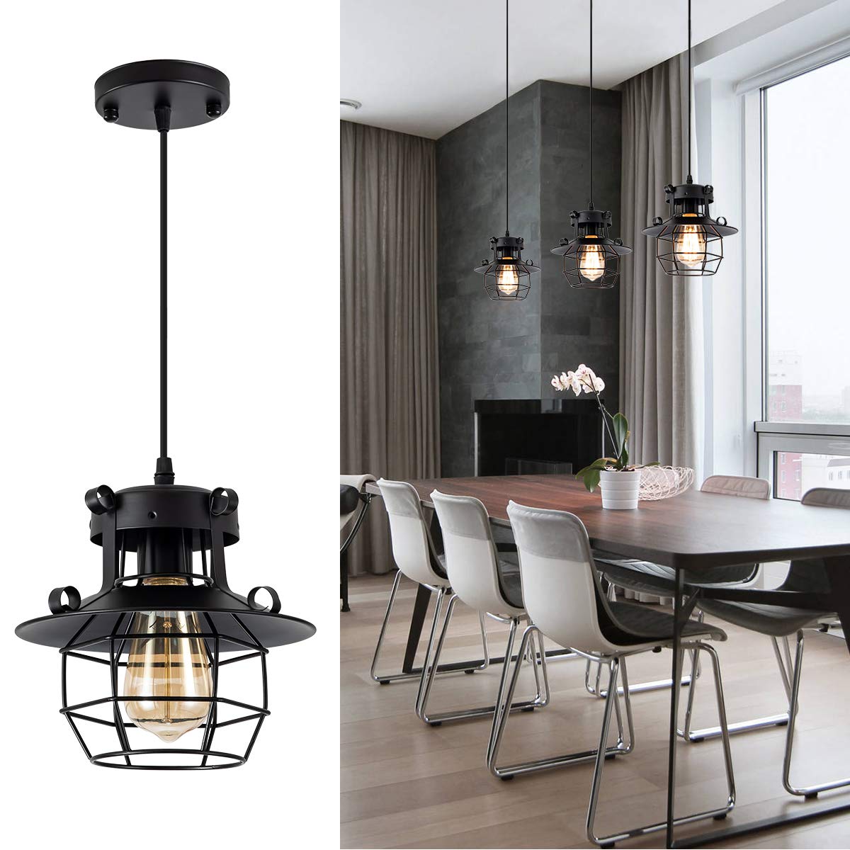 Buy Black Pendant Lights Rustic Industrial Island lights Vintage
