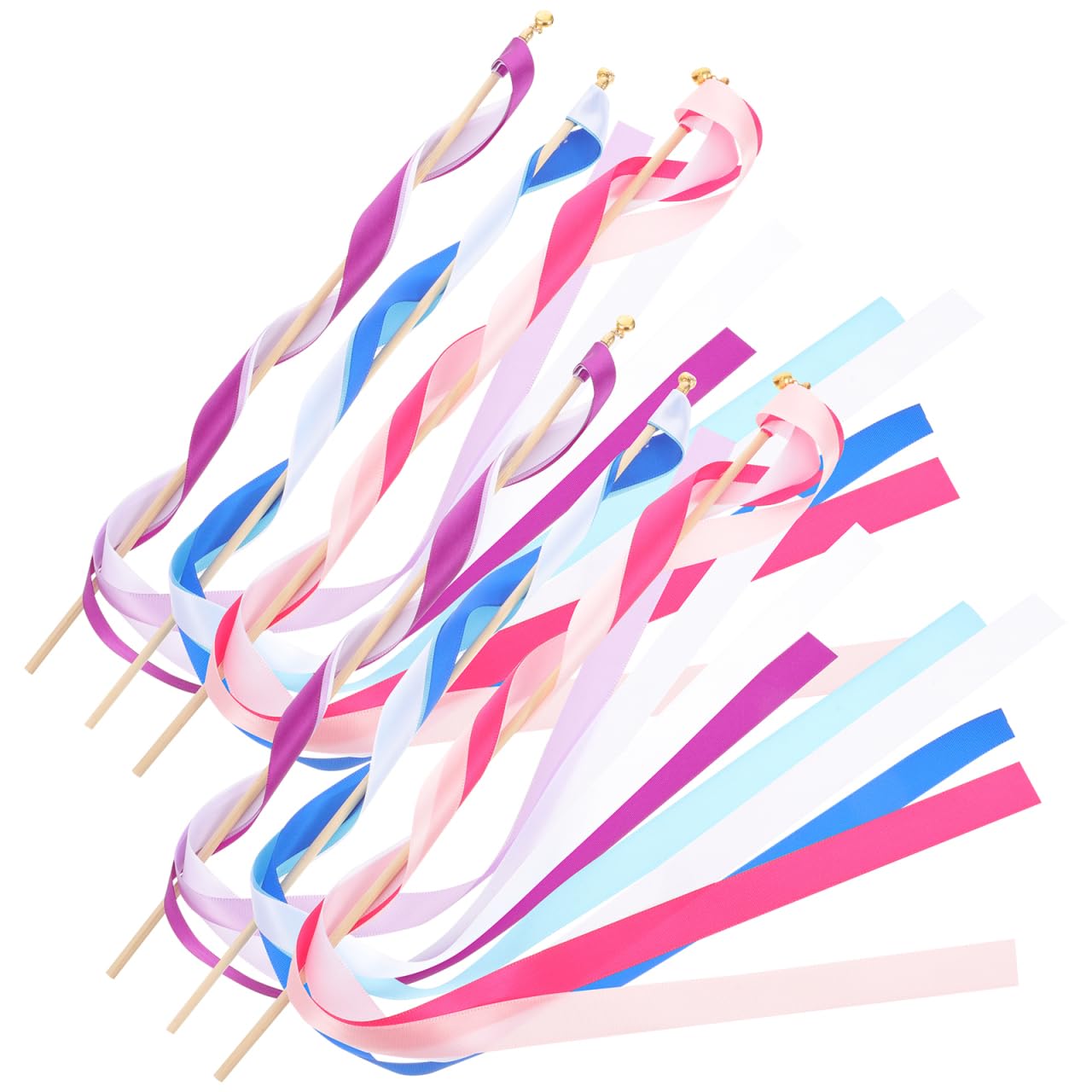ULTNICE Wedding Wands with Bells 30Pcs Ribbon Streamers Fairy Sticks with Bells Streamers Fairy Stick Wish Wands Party Favors for Wedding Party