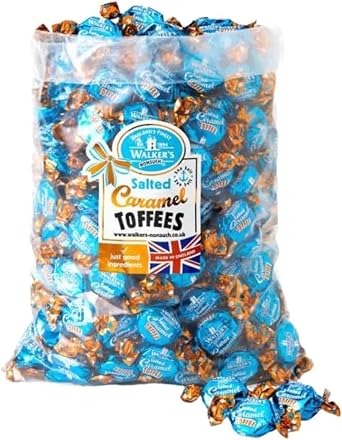 Toffee, Walker's Nonsuch Toffee Individually Wrapped, Treat Bag, British Traditional Sweets and Confectionery, 1kg In Premier Life Store Box (Salted Caramel Toffee)
