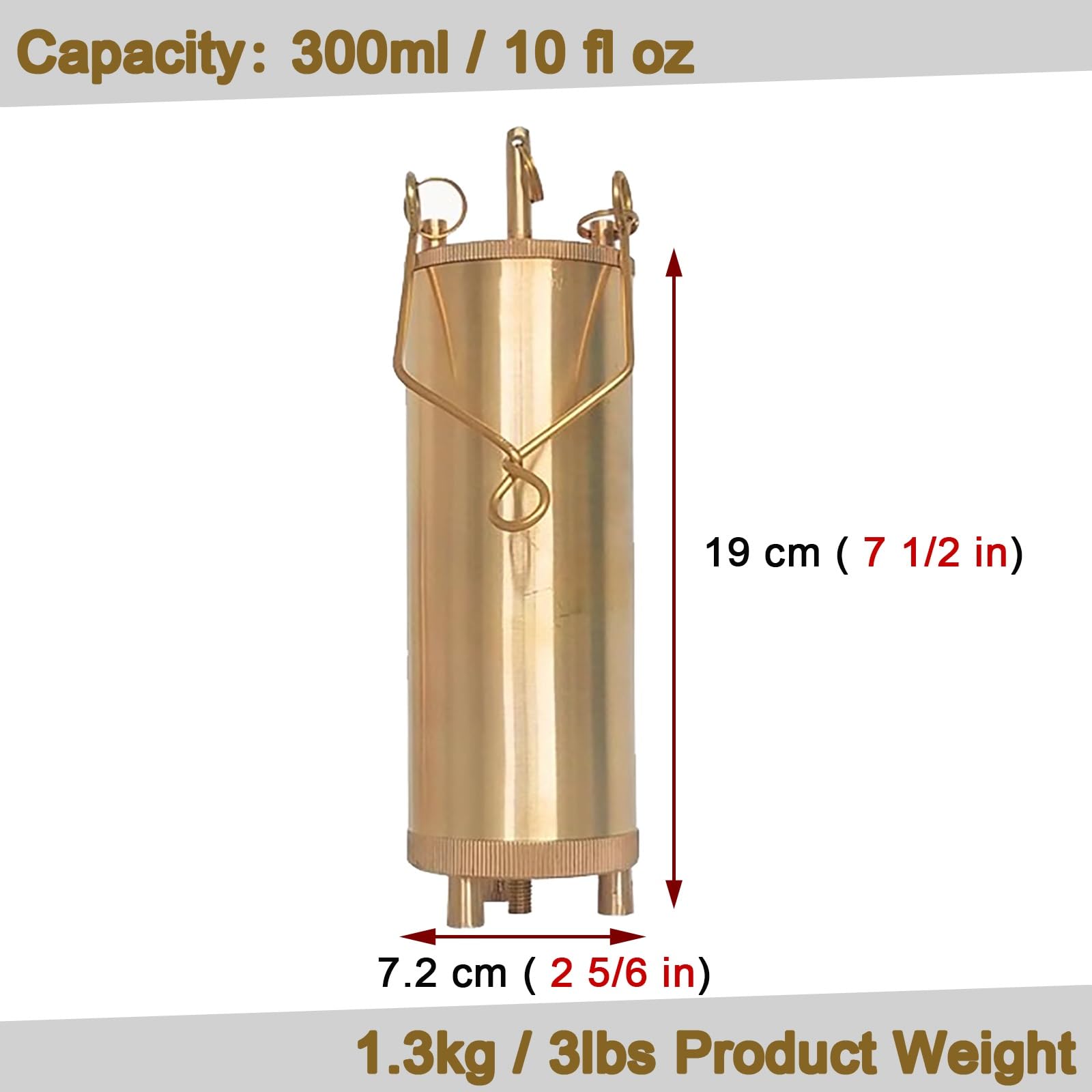 HDYZJQ Oil Transport Tank Bottom Sampler, Vertical Brass Low-Point Oil Sampling Extractor Container, Handheld Liquid Samplers Collector for Marine/Industrial/Mechanics(10 oz (300ml))