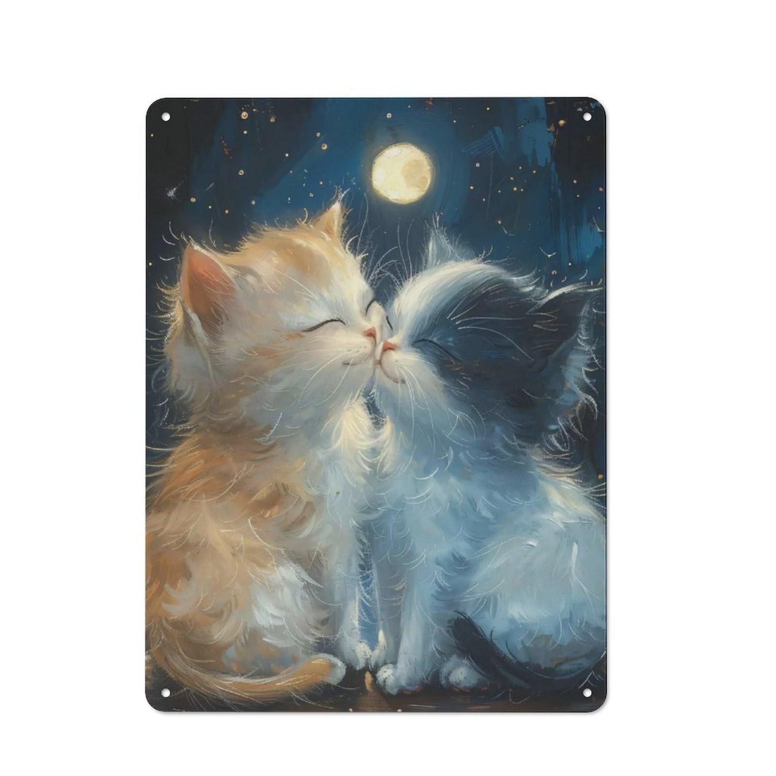 Junmoney Moonlight Meowance Rustic Tin Sign 40X30cm For Café Or Restaurant, A Decorative Christmas Gift For Hospitality Interior Collectors