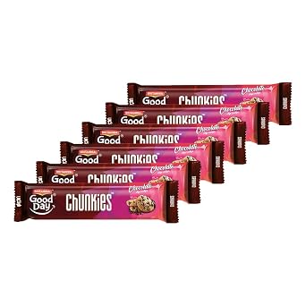 Britannia Good Day Chunky Chocolate Chip Cookies 4.40oz 125g - Delicious Grocery Cookies - Breakfast & Tea Time Snacks Pack of 6