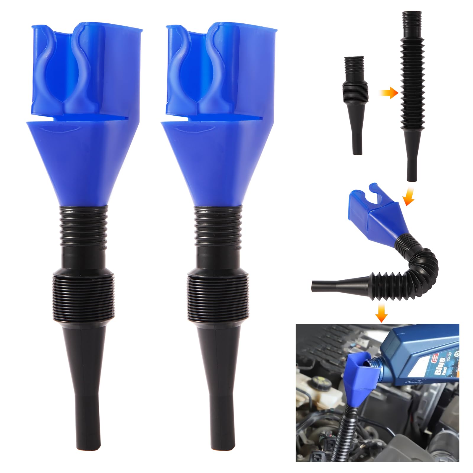 zhoujitong 2-Pack Flexible Car Funnel - oil system tools | Mubboo