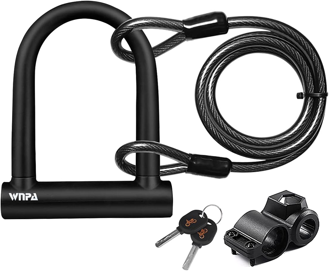 ULock for Bicycles, DINOKA U Bicycle Lock + Steel Cable Lock with