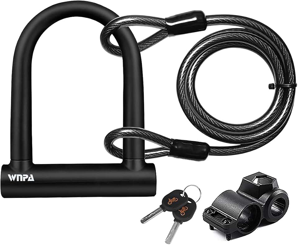 Candado en U Bicicleta, Candado en Forma de U para Bicicleta, Resistente, de Alta Seguridad, con Cable Flexible de Acero de 1,2 m y Soporte de Montaje Resistente para Bicicletas, Motocicletas …