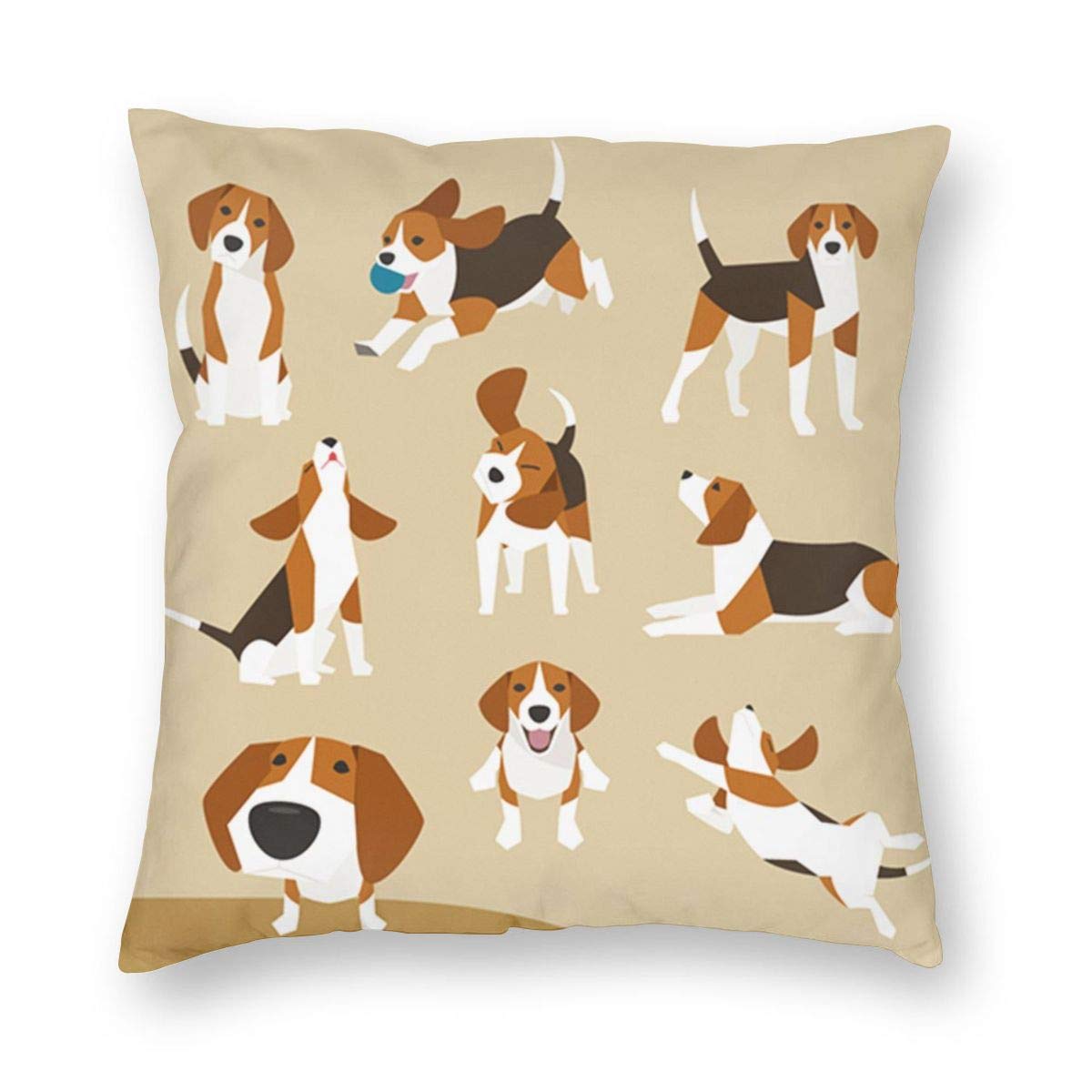 Amazon.co.jp: 可愛いビーグル犬 クッションカバー 45×45cm 枕カバー