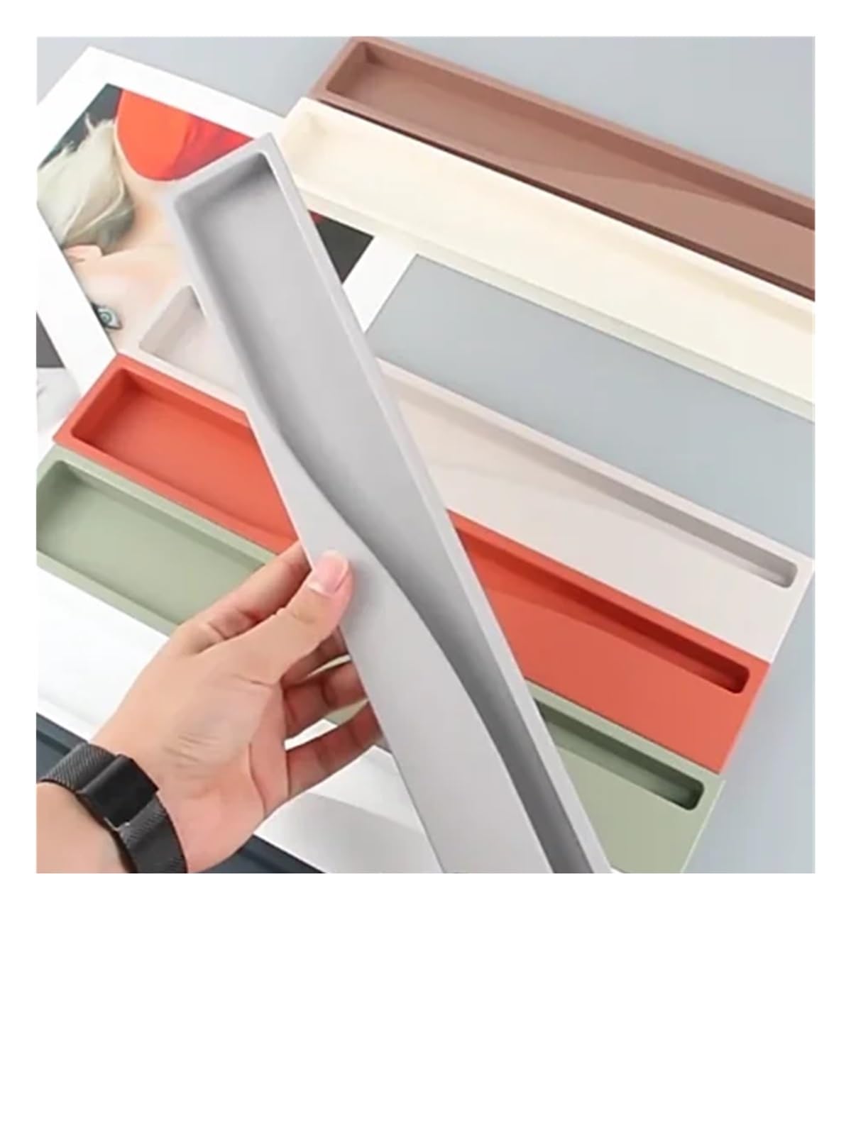 Mohuied Grey Recessed Handle Wardrobe Embedded Handle Feel Cabinet Door Hidden Invisible Drawer(Grey)